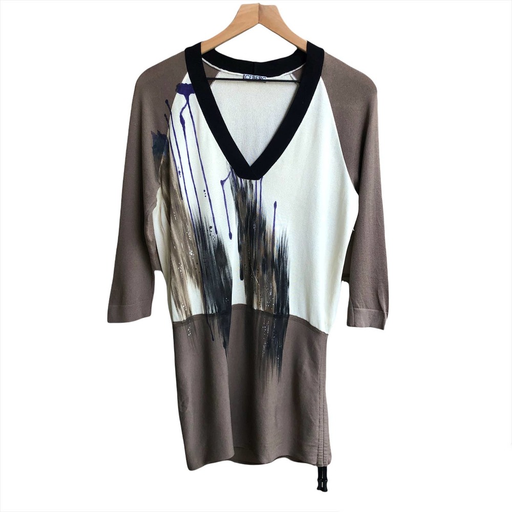 Iceberg Women's 3/4 Sleeve V-Neck Mini Dress/Tunic Size 40/XS